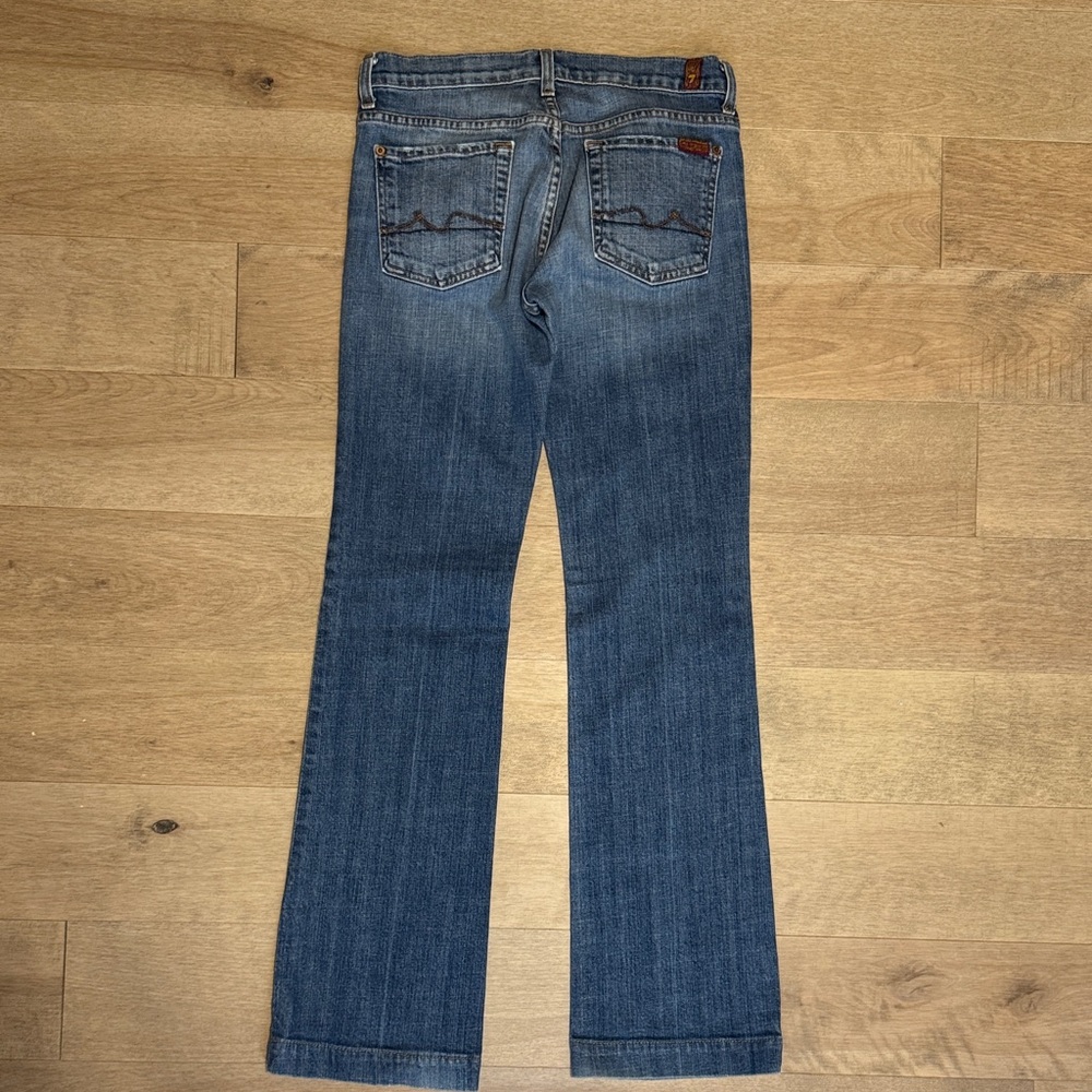 7 For All Mankind classic blue denim straight leg jeans. - Picture 5 of 15